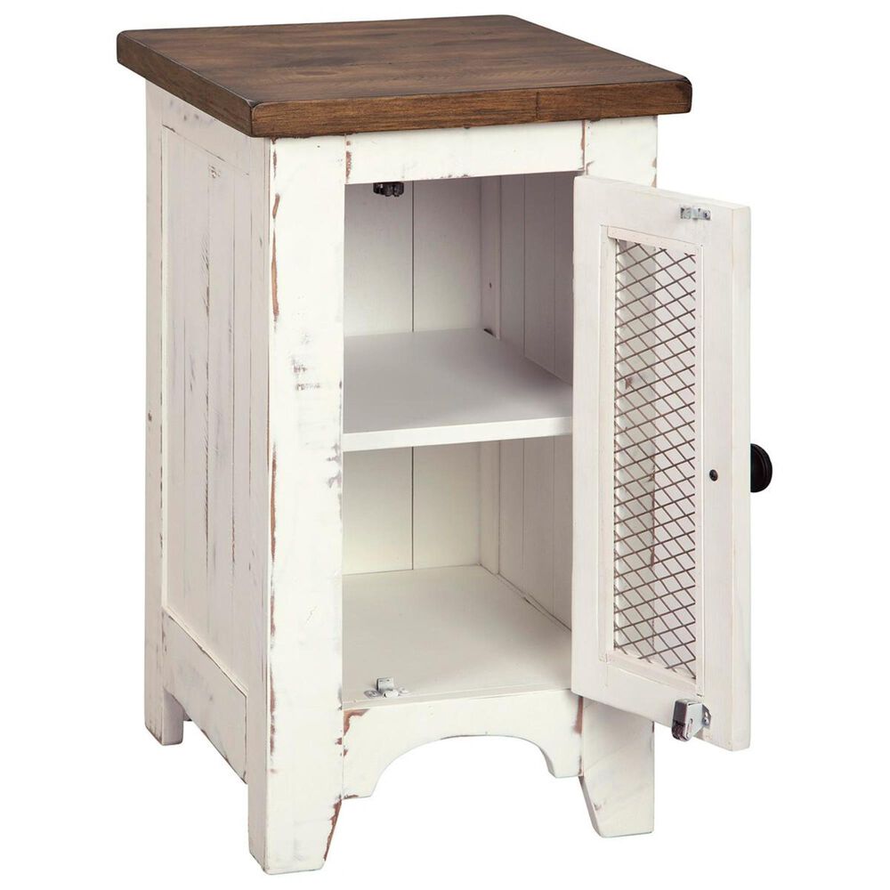 Ashley Wystfield Chairside Table in Vintage White and Warm Brown, , large