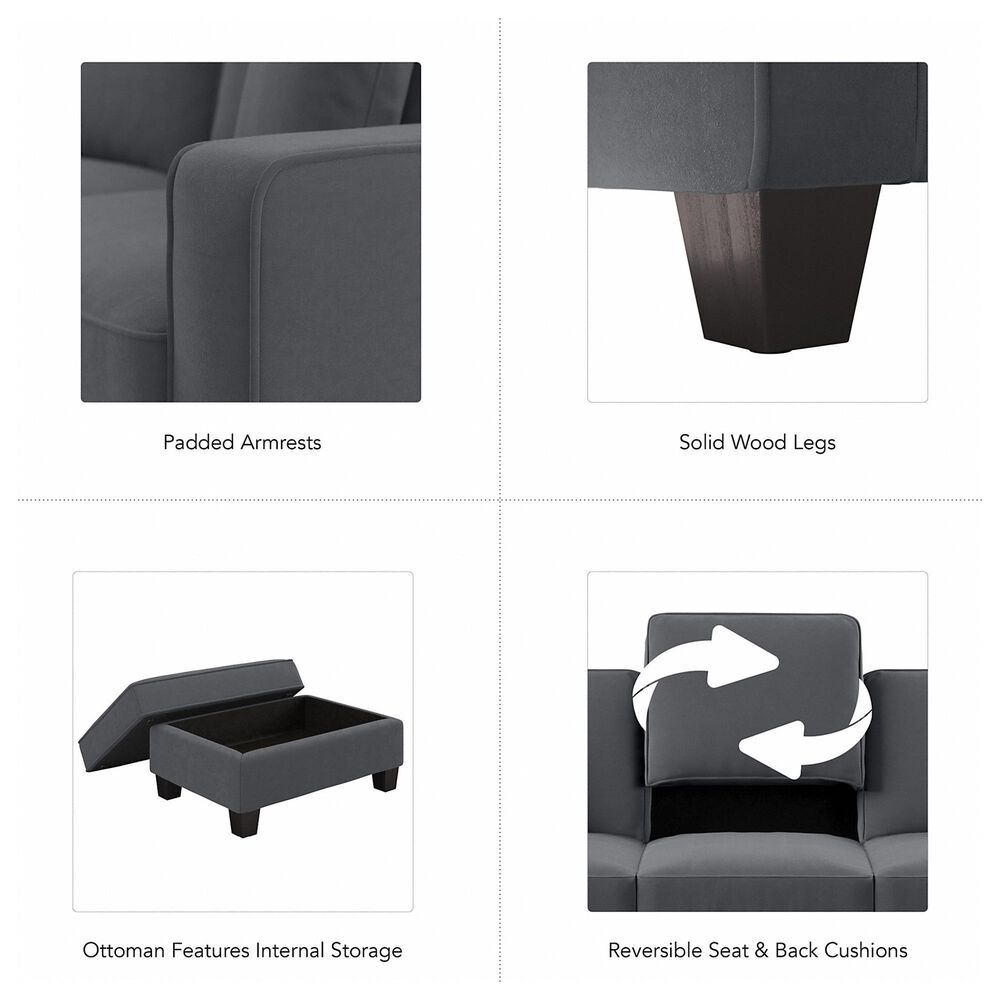 Bush Stockton 4-Piece Living Room Set with Chaise Lounge in Dark Gray, , large