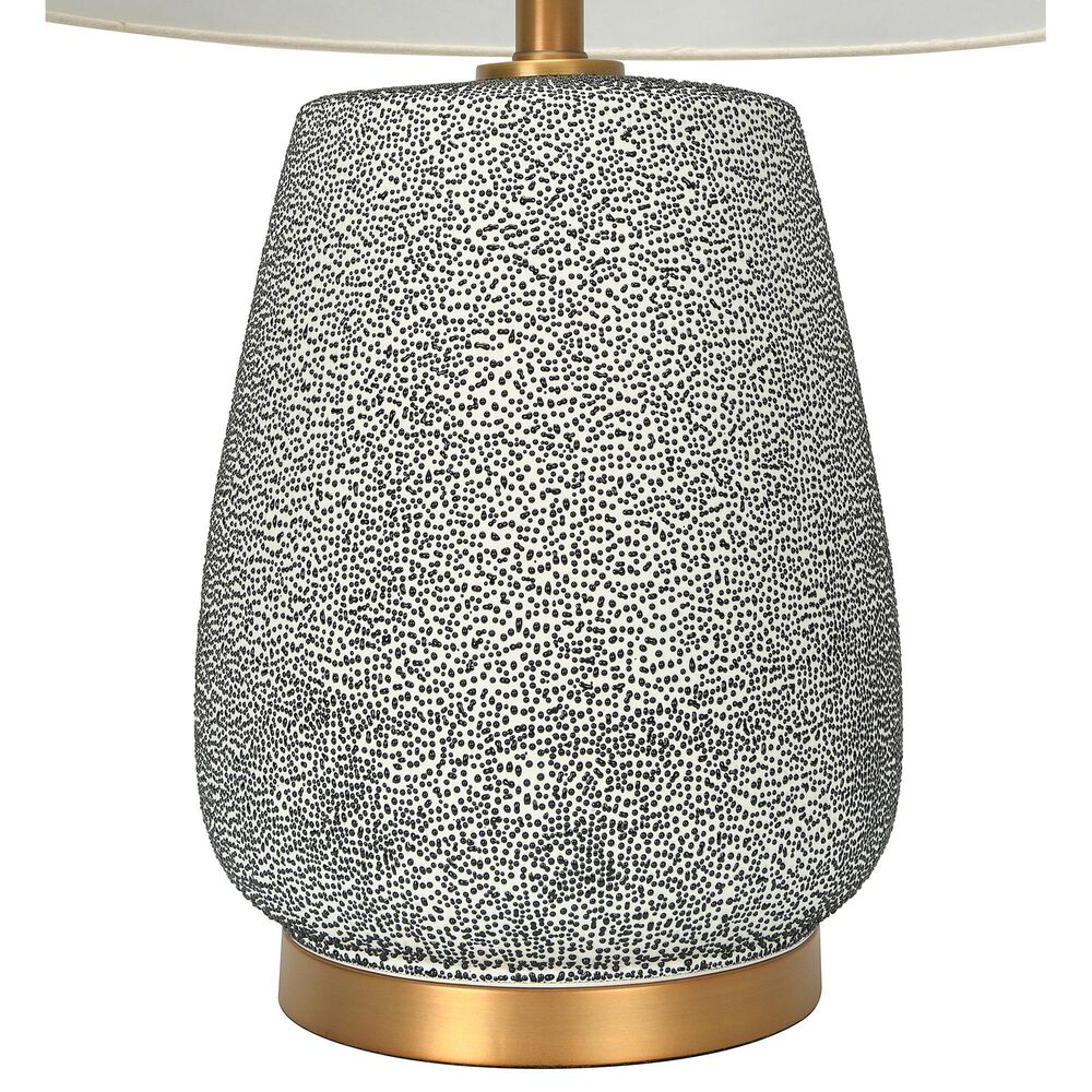 Creative Coop Oslo Textured Stoneware Table Lamp in Blue and Gold, , large