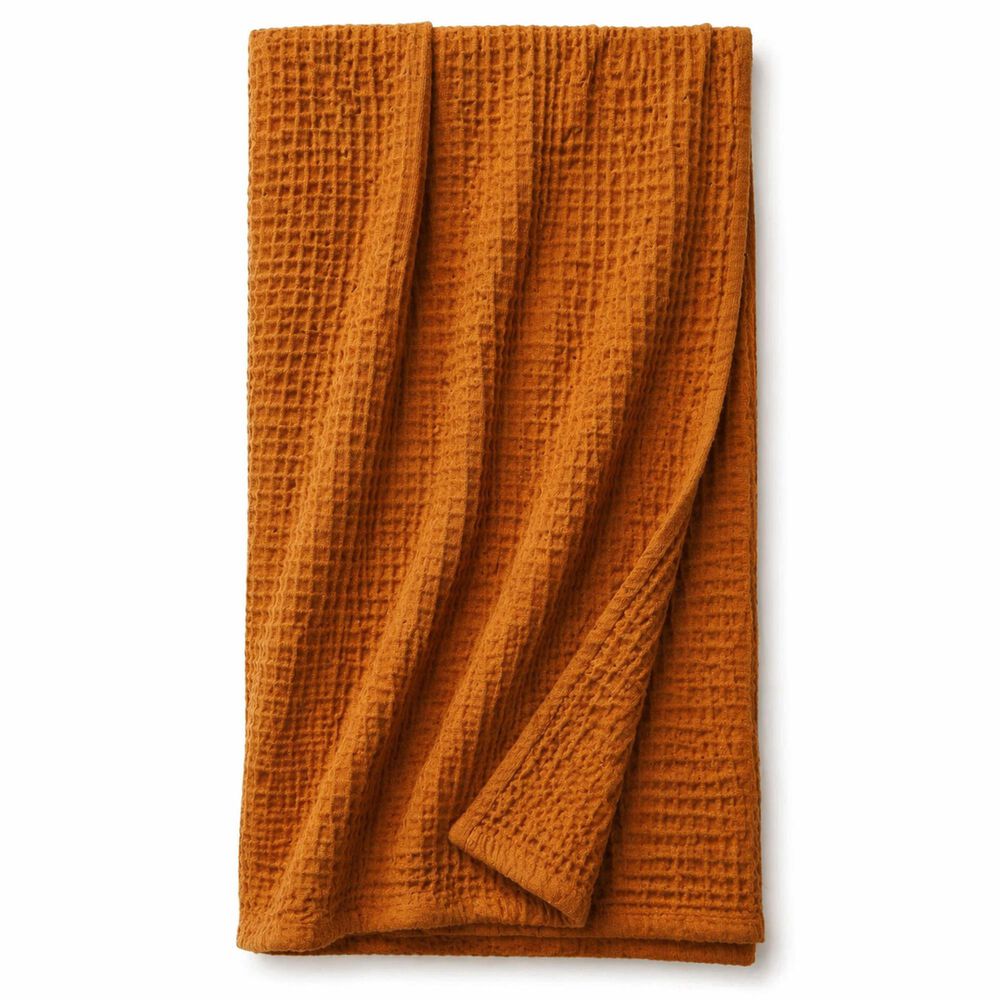 Trade Linker Full/Queen Waffle Weave Knit Throw Blanket in Bronze, , large