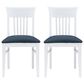 Linon Home Decor Jenny Side Chair with Navy Blue Faux Leather Cushion Seat in White (Set of 2), , large