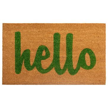 Calloway Mills Hello 1"5" x 2"5" Natural and Green Door Mat, , large