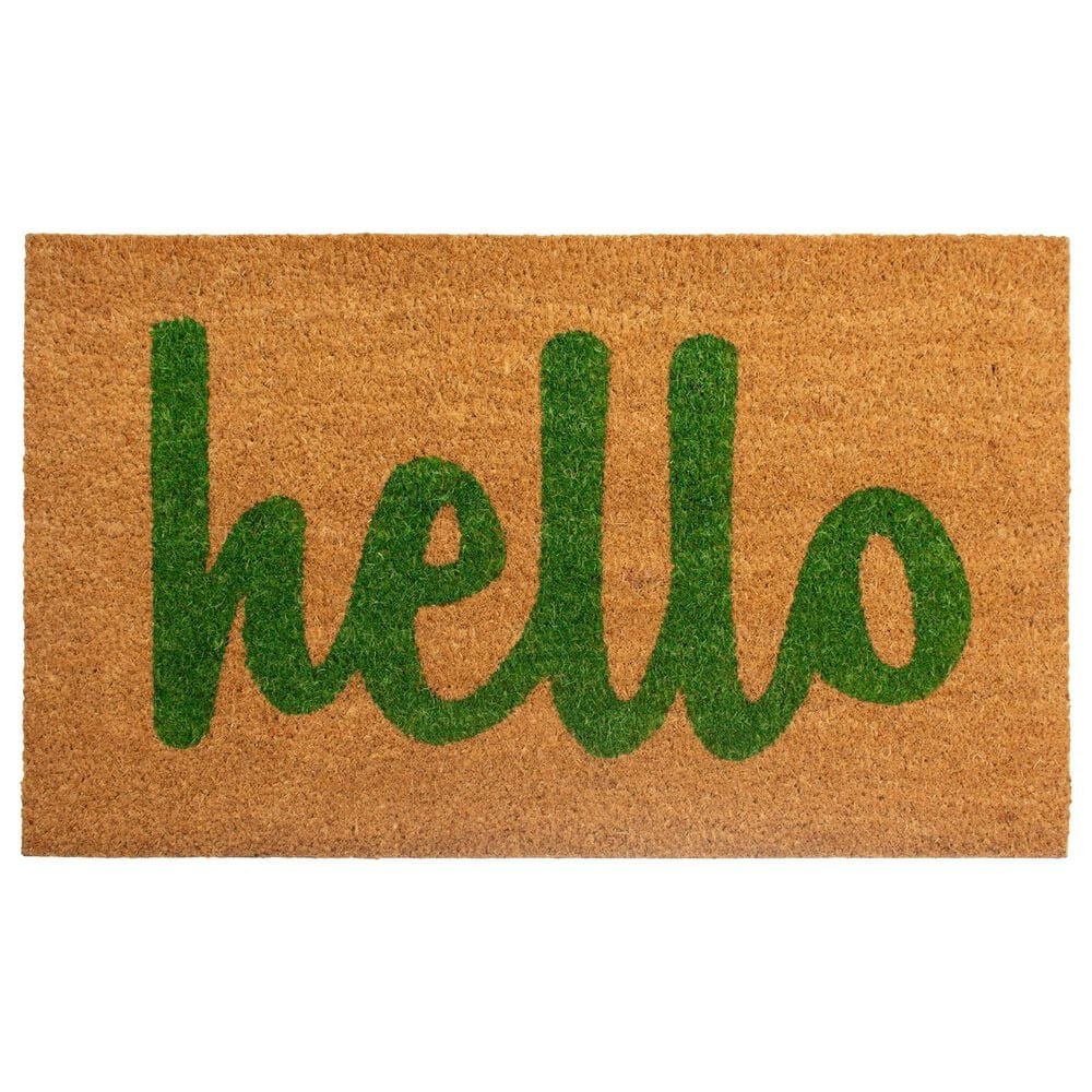 Callaway Hello 1"5" x 2"5" Natural and Green Door Mat, , large