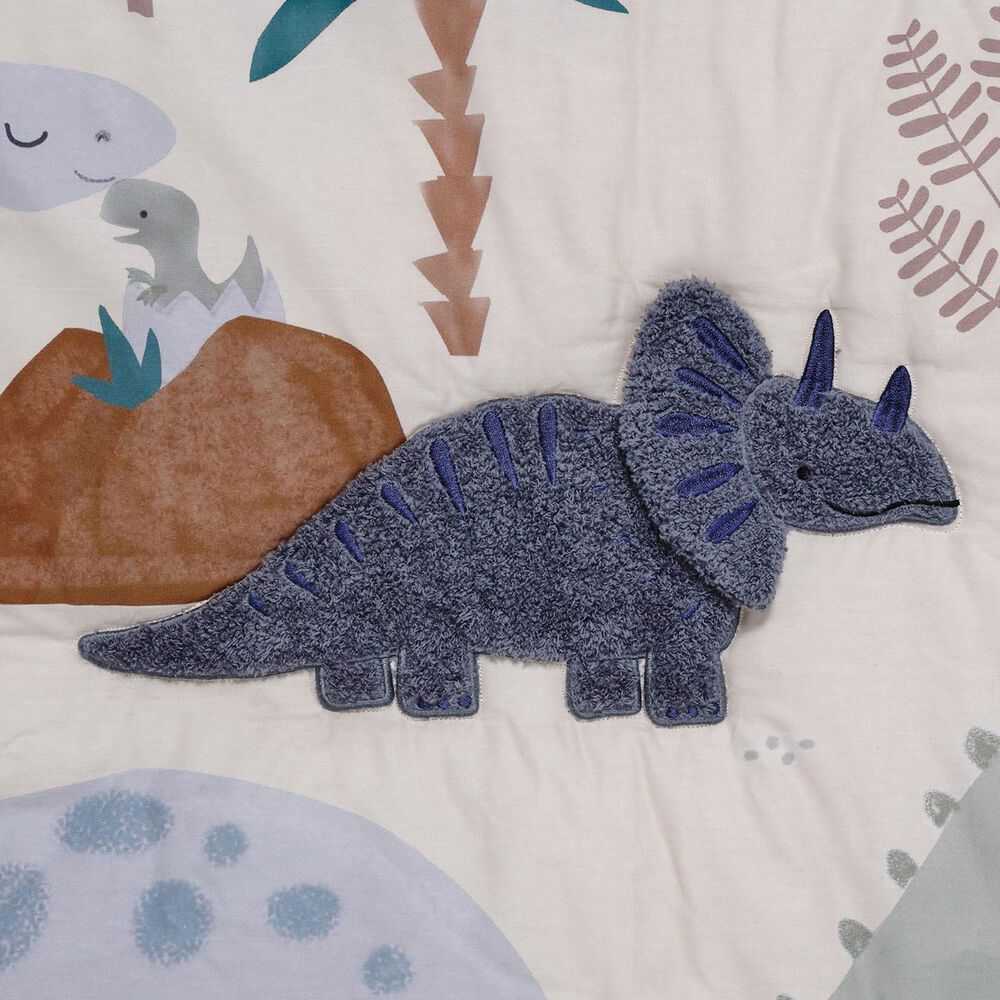 Lambs &amp; Ivy Dino-Might 3-Piece Crib Bedding Set in White, Gray and Blue, , large