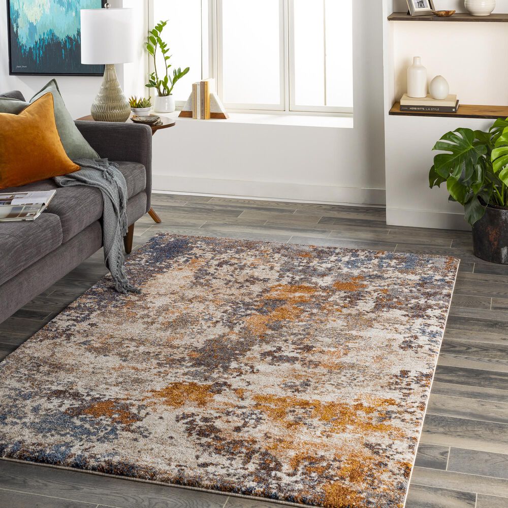 Surya Tuscany 4&#39;3&quot; x 5&#39;7&quot; Brown, Camel and Blue Area Rug, , large