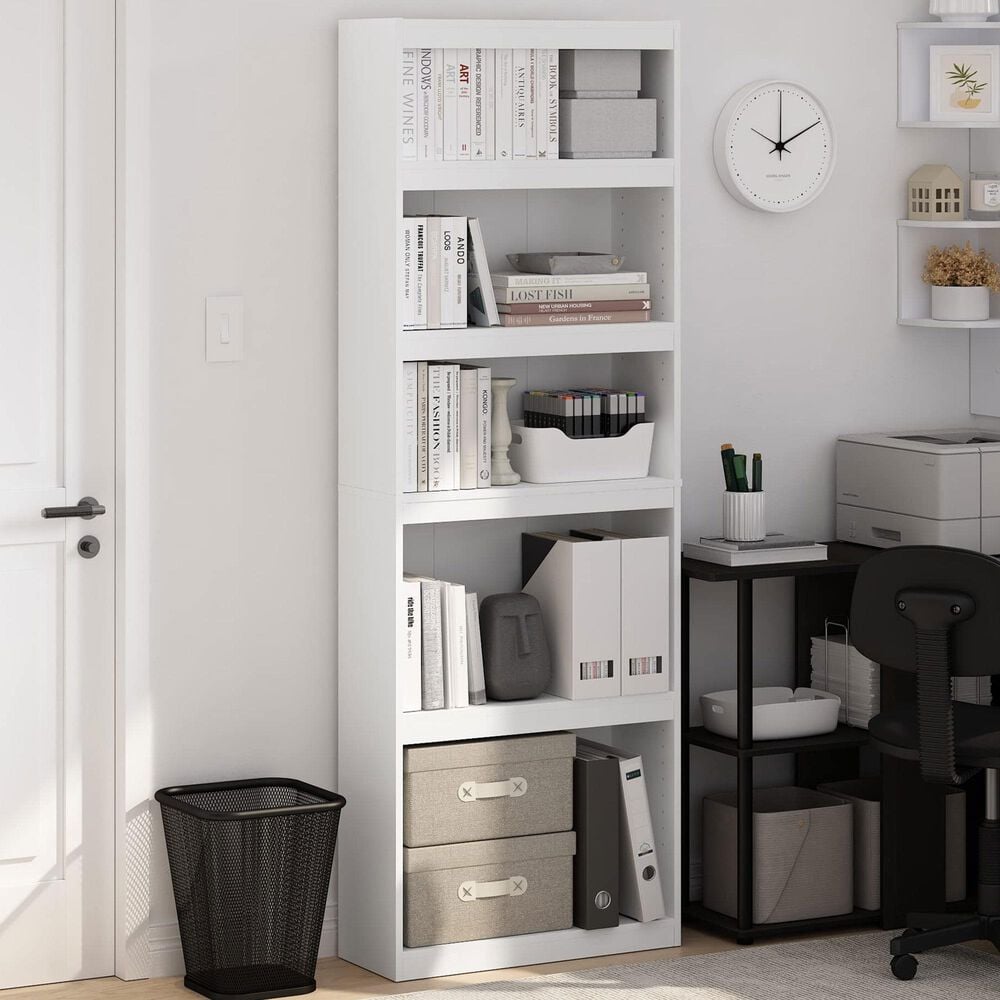 HOMLUX Enhanced Home 5-Tier Shelf Bookcase in White, , large