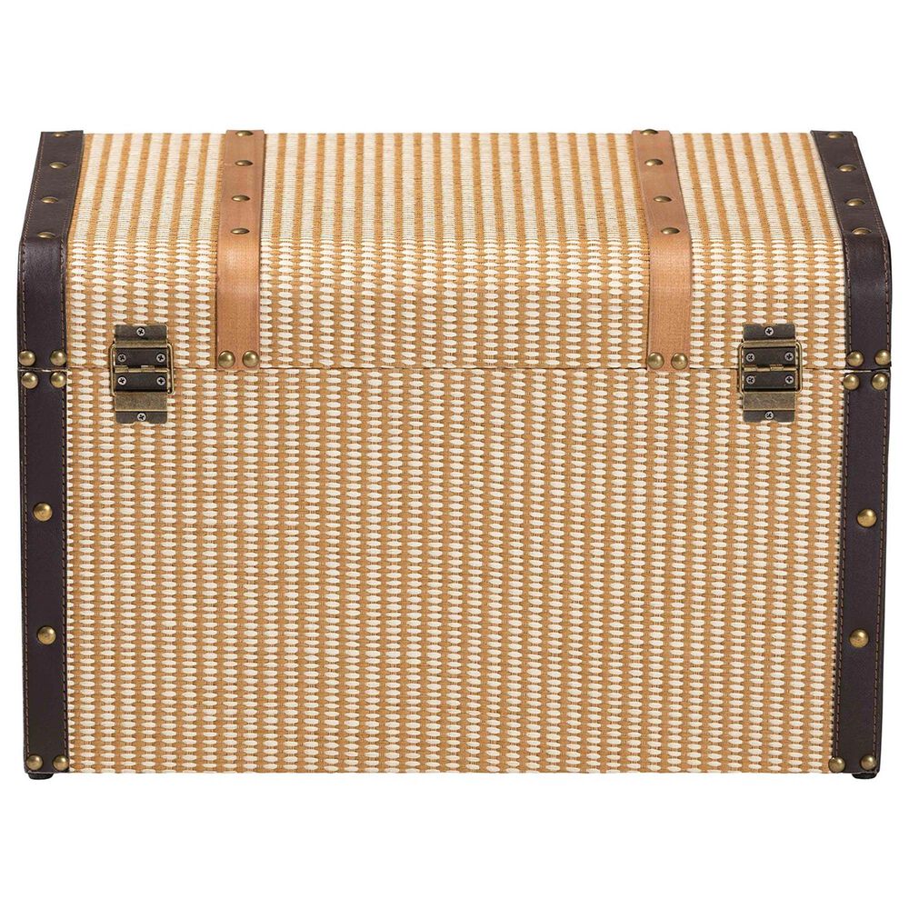 Baxton Studio Manton Storage Trunk with Hinged Top in Light, Dark Brown and Bronze, , large