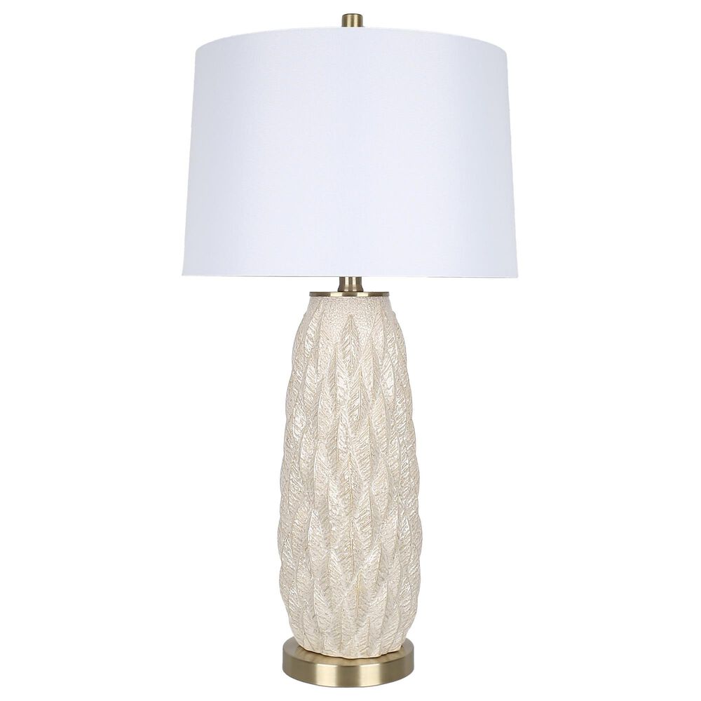 Classy Art Wholesalers Textured Leaves Table Lamp in Beige and Soft Gold, , large
