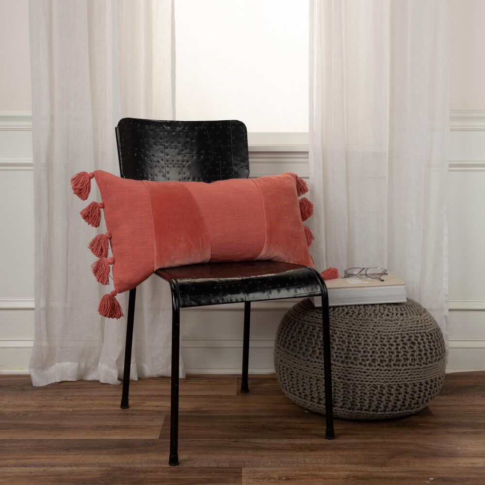 Rizzy Home 14&quot; x 26&quot; Polyester Filled Lumbar Pillow in Red, , large