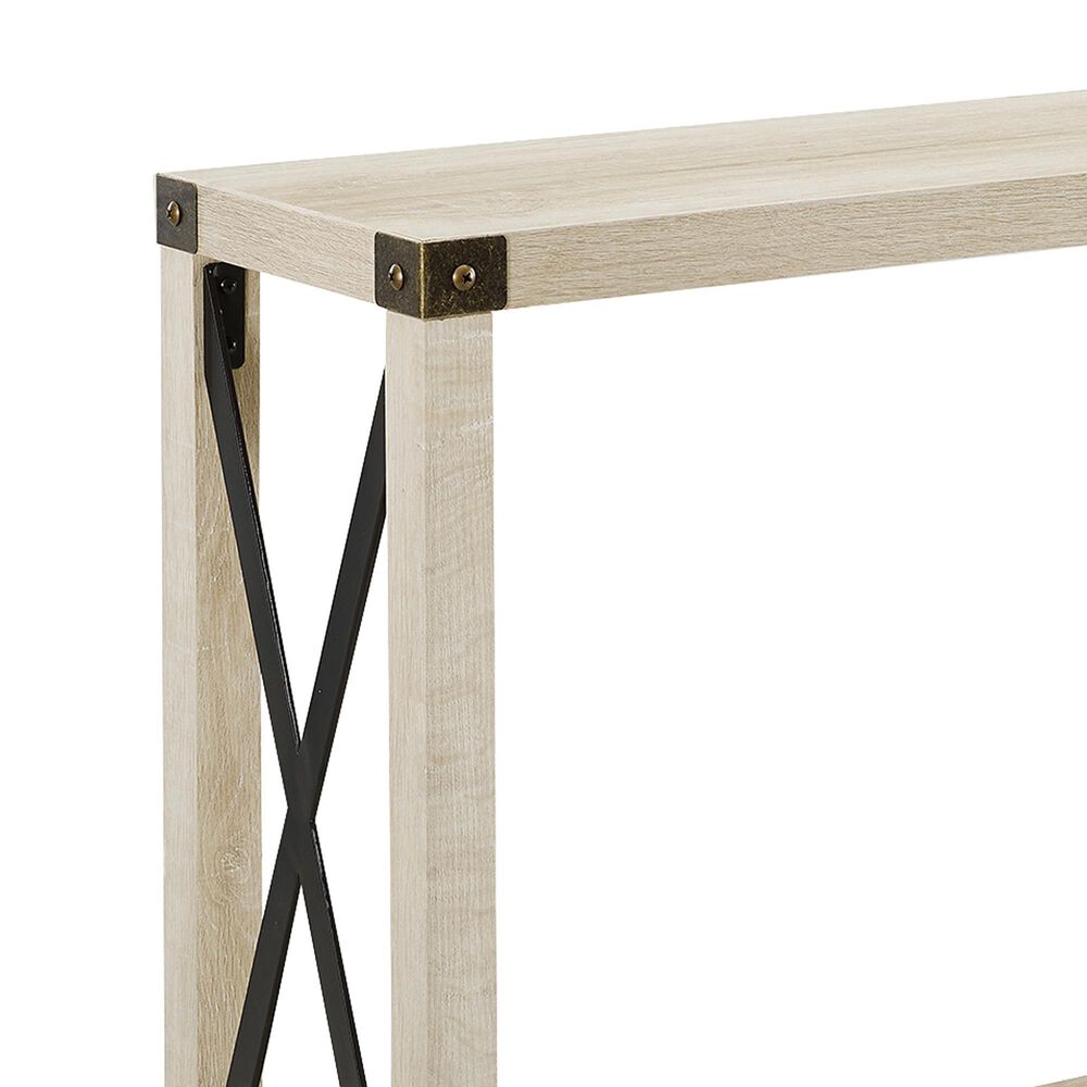 Walker Edison Metal X Entryway Table in White Oak, , large