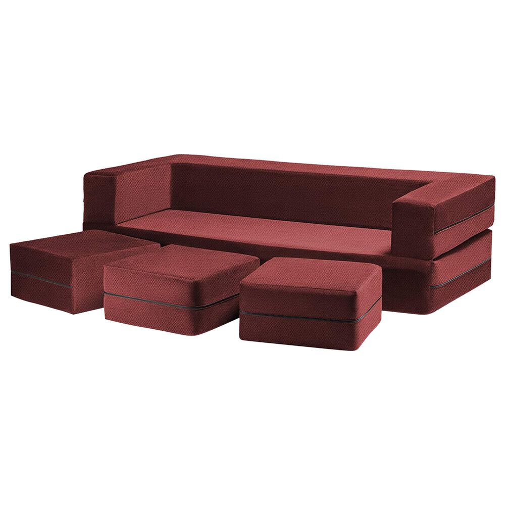 Jaxx Sacks Zipline Convertible Sleeper Sofa & Ottoman in Tomato, , large