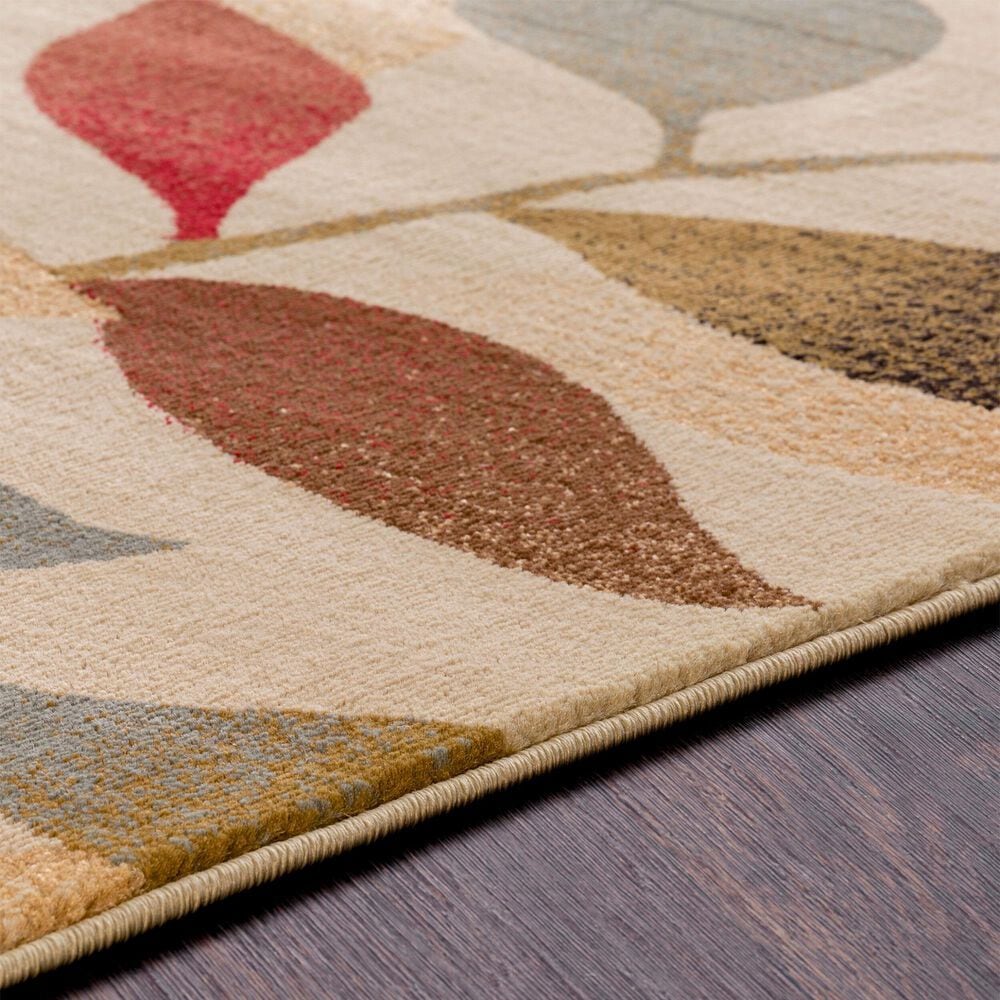 Surya Riley Light Green, Dark Brown, Olive, Red, Charcoal, Black and Mustard 6&#39;7&quot; x 9&#39;6&quot; Area Rug, , large