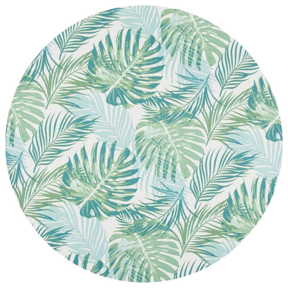 Safavieh Barbados Tropical Botanical BAR592  8" Round Green and Teal Indoor/Outdoor Area Rug, , large