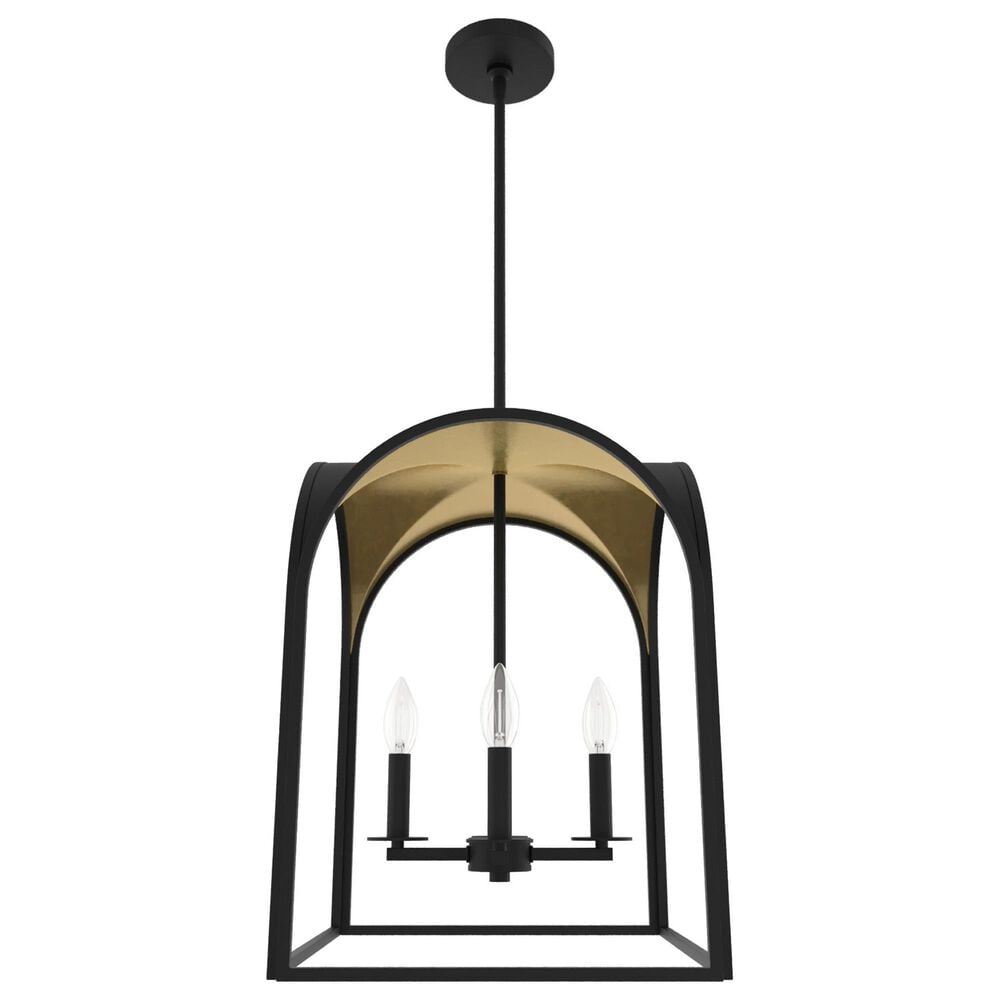 Hunter Dukestown 15" 4-Light Lantern Pendant in Natural Iron and Gold Leaf, , large