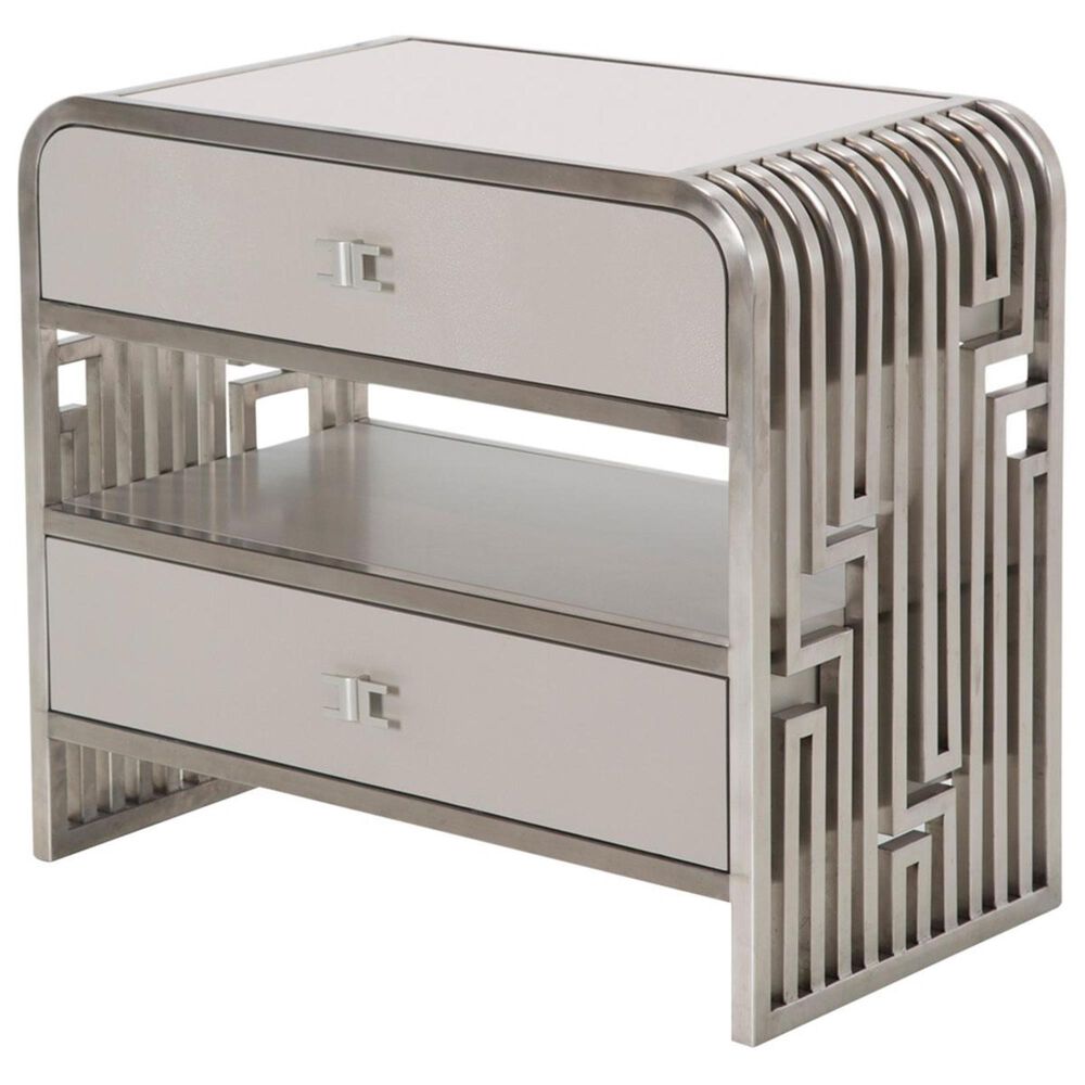 Vista Haus Roxbury Park 2 Drawer Nightstand in Stainless Steel, , large