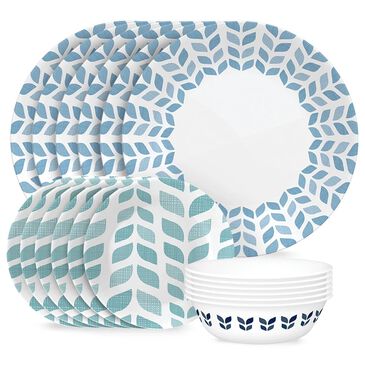 Corelle Global Northern Pines 18-Piece Dinnerware Set in White, Blue and Teal, , large