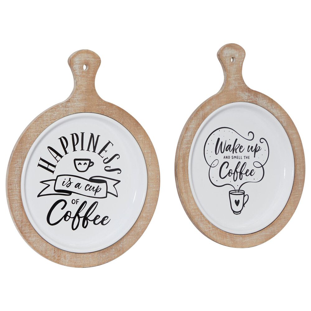 Maple and Jade Farmhouse Metal Wall Decor in White, Black and Brown (Set of 2), , large