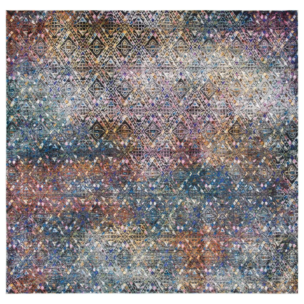 Safavieh Aria 6"6" Square Blue and Ivory Area Rug, , large