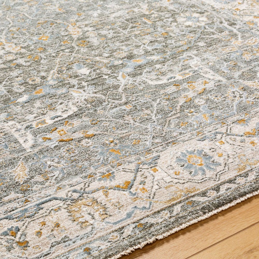 Surya Dresden Deep Teal, Dusty Sage, Taupe, Off-White, Light Gray, Olive and Mustard 2'7" x 10' Runner, , large