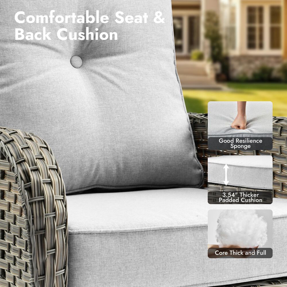 HOMLUX 13-Piece Patio Conversation Set with 54" Fire Pit Table in Light Gray, , large