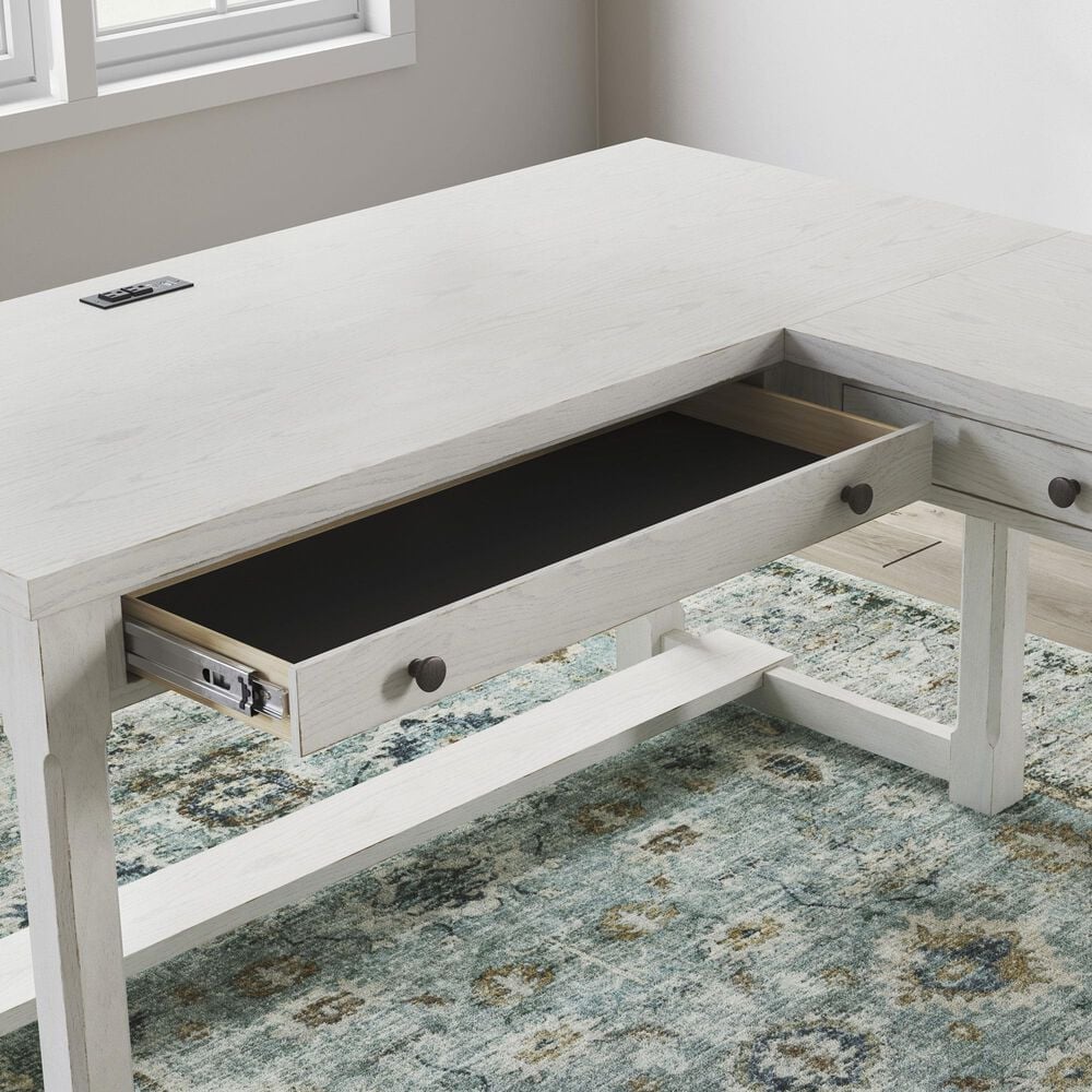 Ashley Robbinsdale 3-Piece L-Shape Desk and Chair Set in Antique White, , large