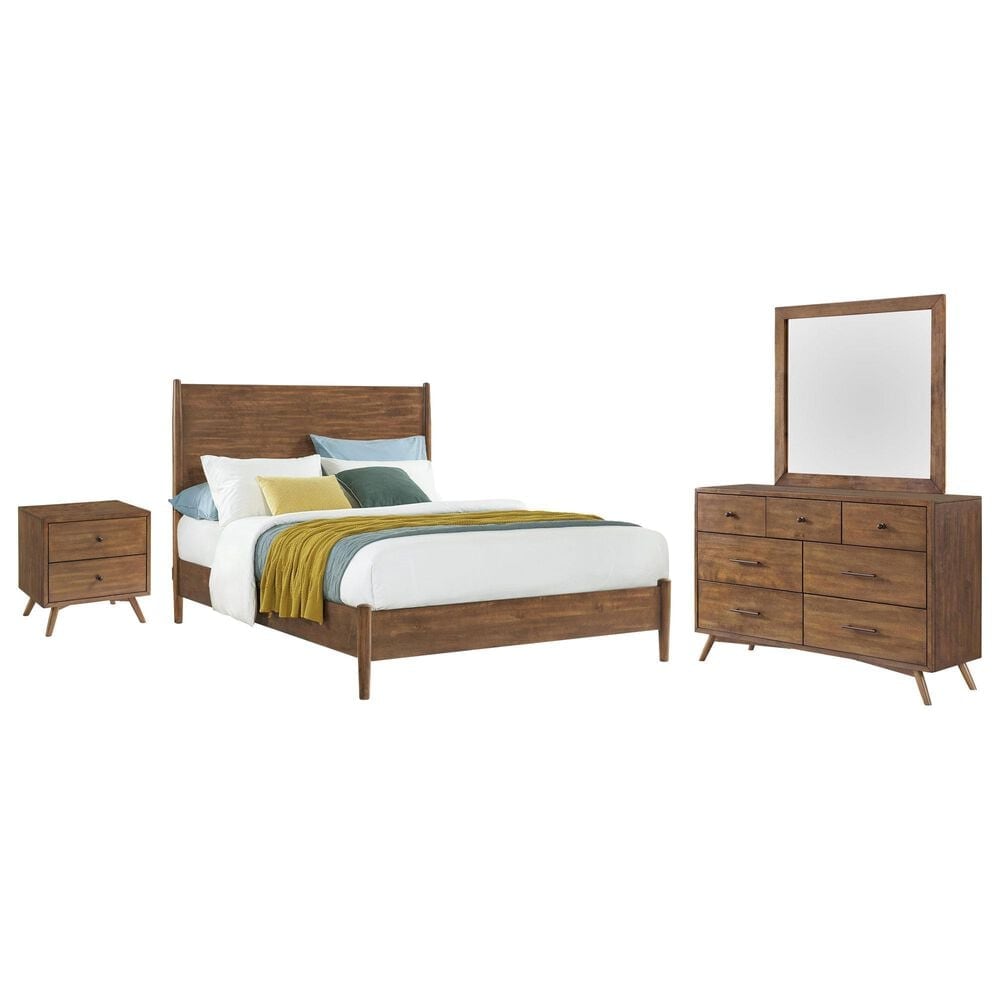 Martin Svensson Home Mid Century Modern 4-Piece Queen Platform Bedroom Set in Cinnamon, , large