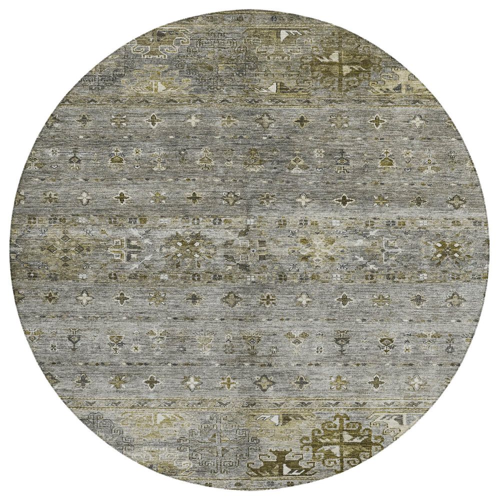 Dalyn Rug Company Karaj KJ5 8" Round Pewter Indoor/Outdoor Area Rug, , large