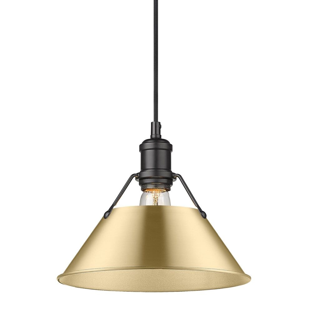 Golden Lighting Orwell 1-Light Medium Pendant with Brushed Champagne Bronze Shade in Matte Black, , large
