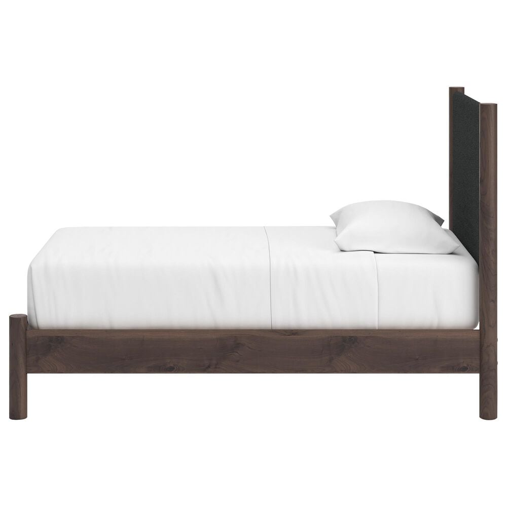 Ashley Pamytta Twin Upholstered Panel Platform Bed in Rich Brown, , large