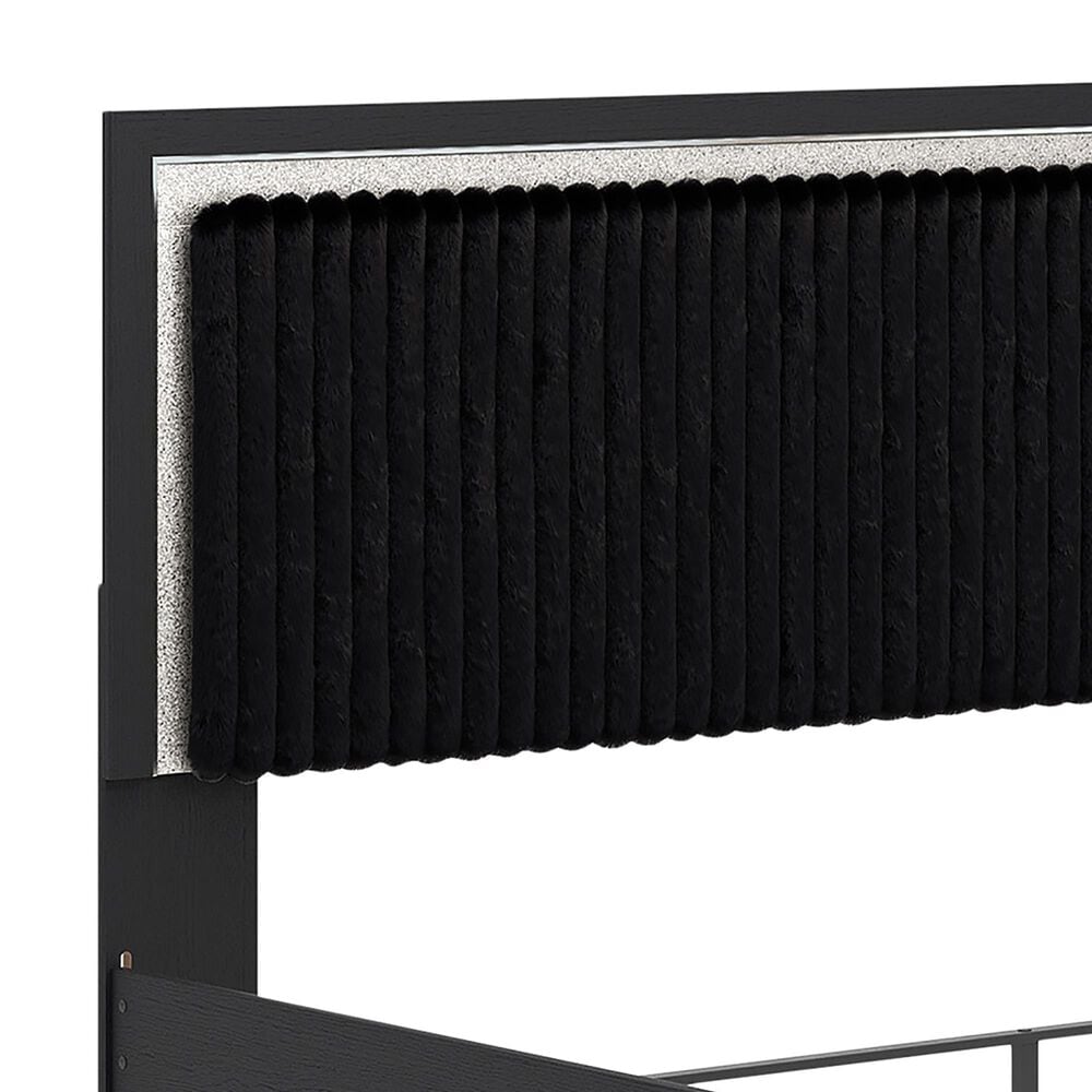 Ashley Zuraleus King Upholstered Panel Bed in Matte Black and Chrome, , large