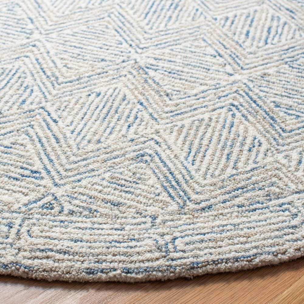 Safavieh Micro-Loop MLP538M 3&#39; Round Blue and Ivory Area Rug, , large