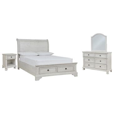 Ashley Robbinsdale 4-Piece Full Storage Bedroom Set in Antique White, , large