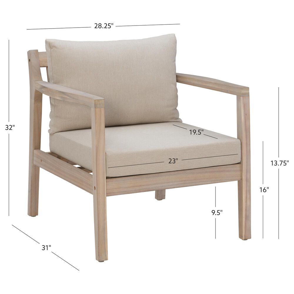 Linon Home Decor Teagon Patio Arm Chair in Beige (Set of 2), , large