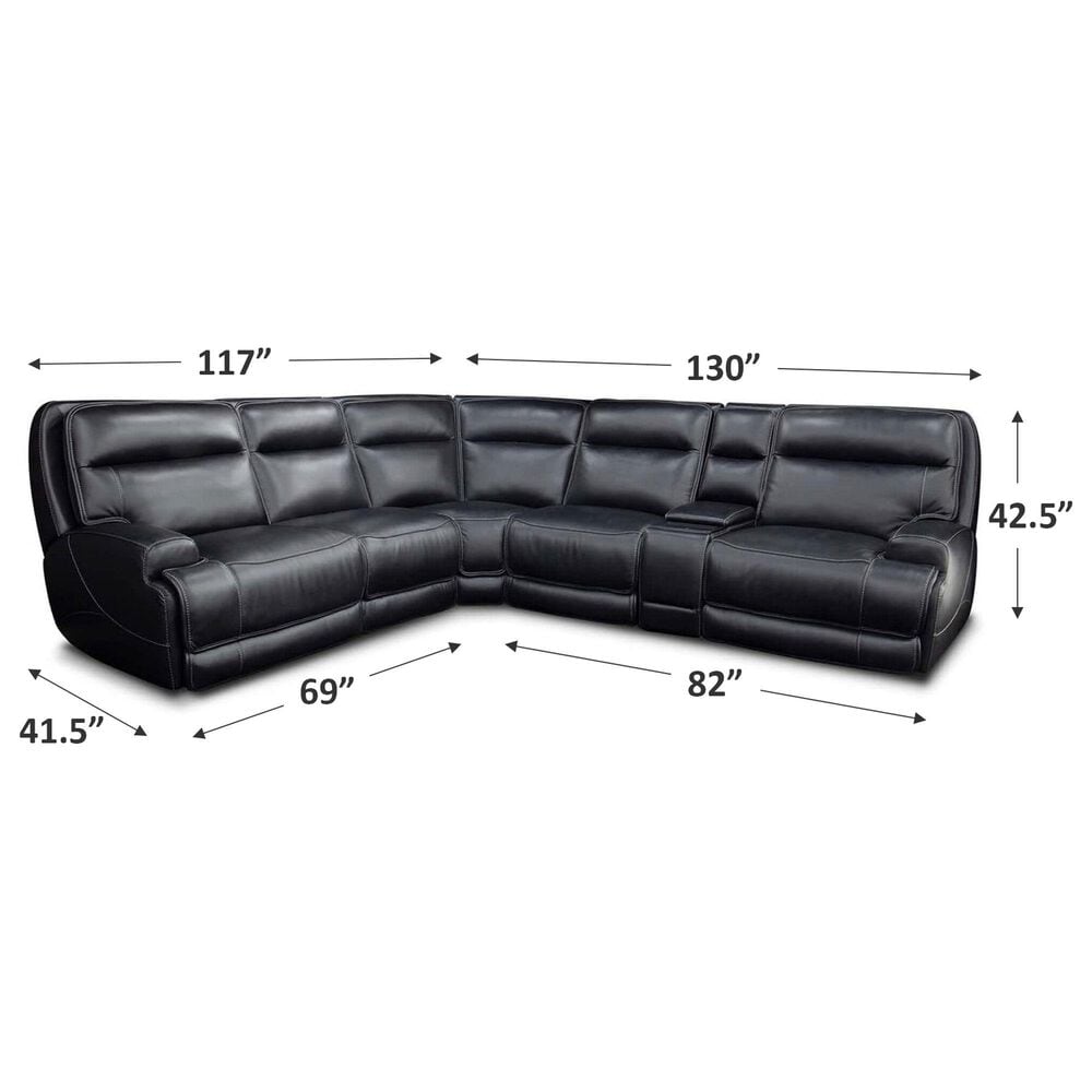 MotoMotion 6-Piece Leather Power Reclining Sectional with Power Headrest in Maverick Blackberry, , large