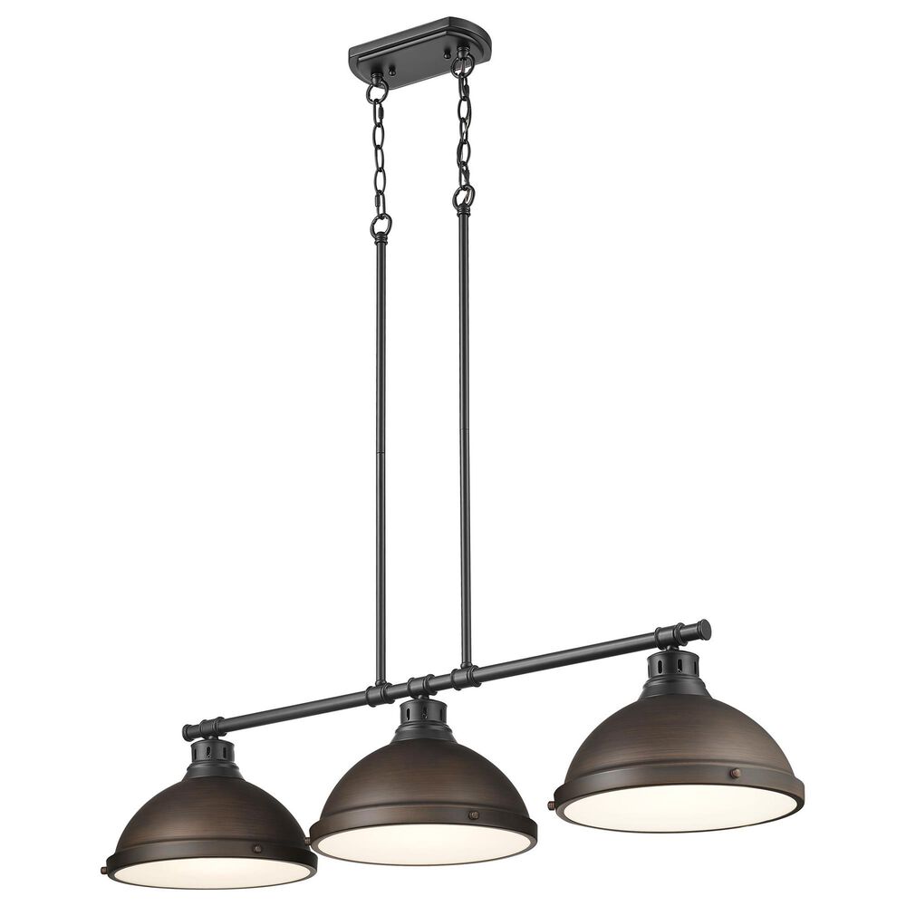 Golden Lighting Duncan 3-Light Pendant with Rubbed Bronze Shade in Matte Black, , large