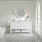James Martin Vanities Breckenridge 60" Single Bathroom Vanity in Bright White with 3 cm Carrara White Marble Top and Rectangular Sink, , large