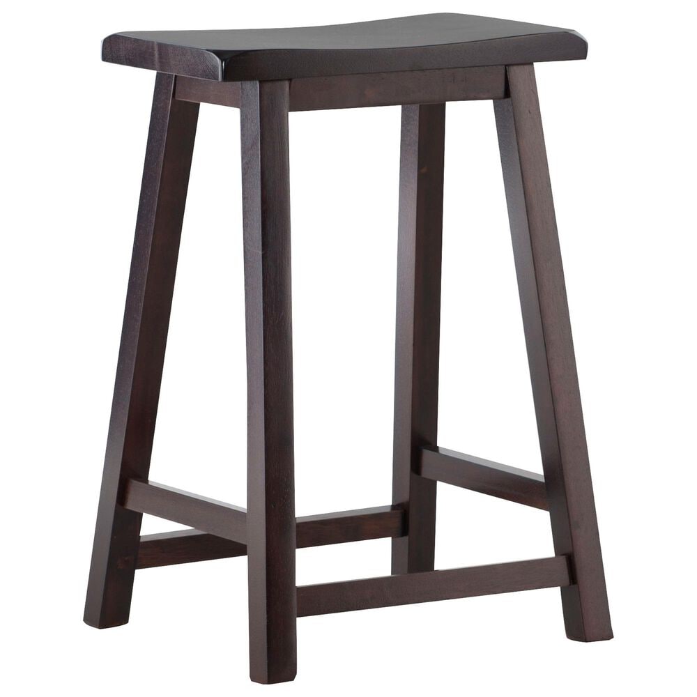 Linon Home Decor Saddle Counter Stool in Dark Brown, , large