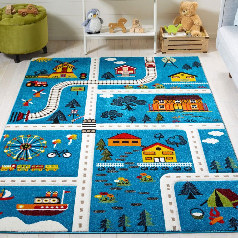Safavieh Carousel 9&#39; x 12&#39; Blue and Beige Kid Rug, , large