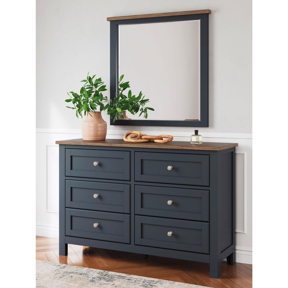 Ashley Landocken 6-Drawer Dresser in Dark Slate Blue and Light Brown, , large