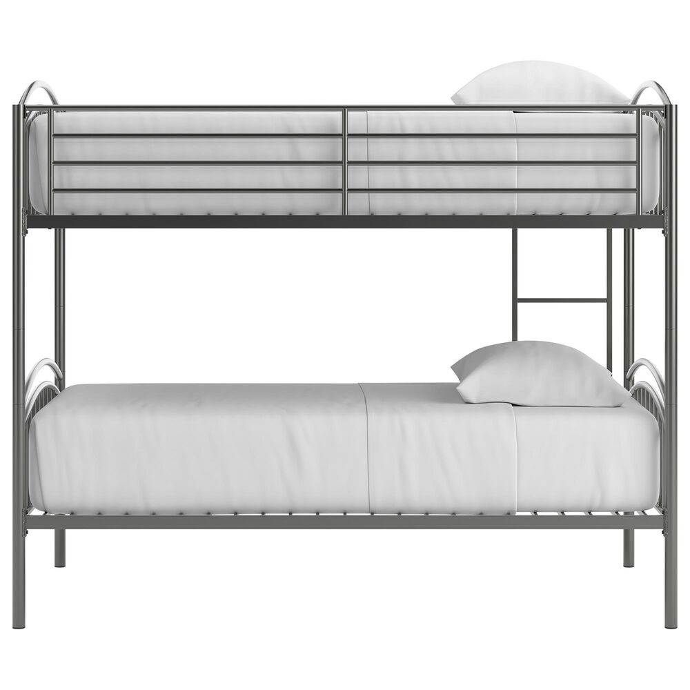 Ashley Lanceburg Twin over Twin Bunk Bed with Ladder in Gray, , large