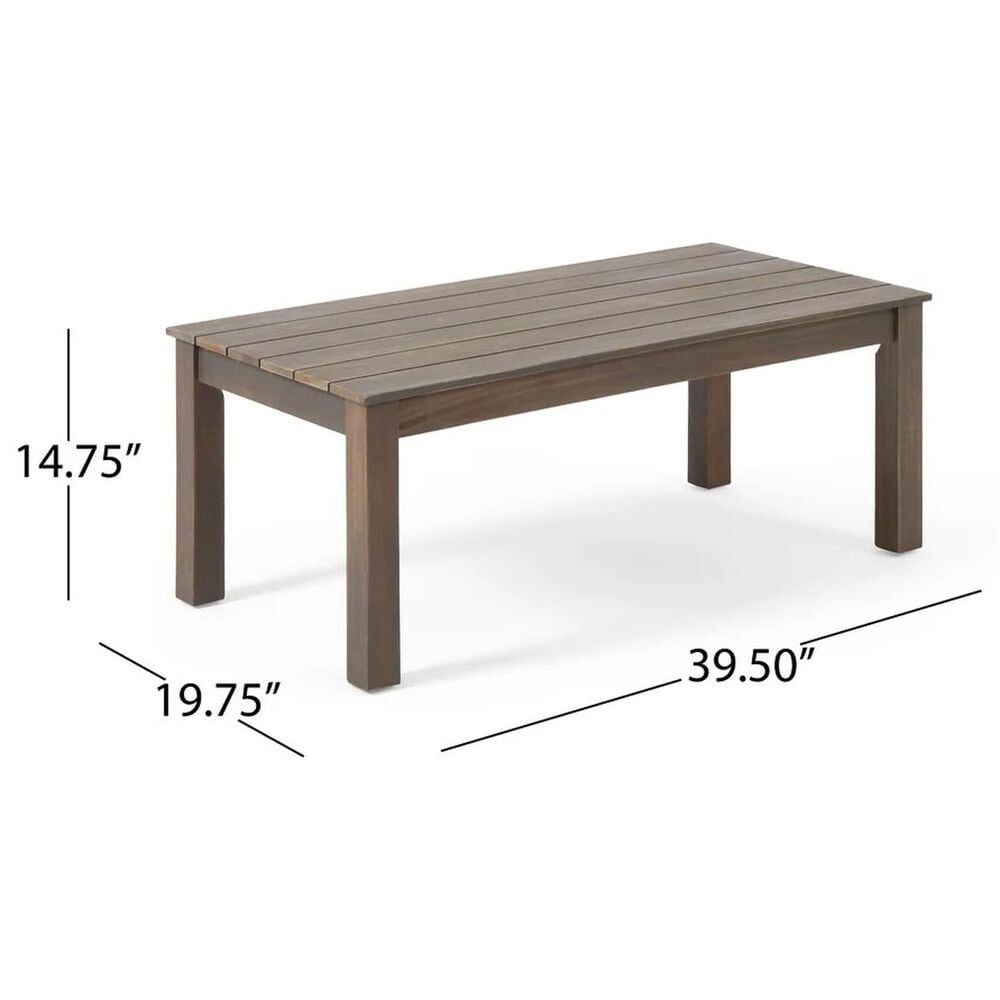 Hearth and Haven Temecula 4-Piece Outdoor Chat Set with Rectangular Coffee Table in Gray, , large