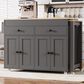HOMLUX 75" Kitchen Island with Extendable Dining Table in Grey, , large