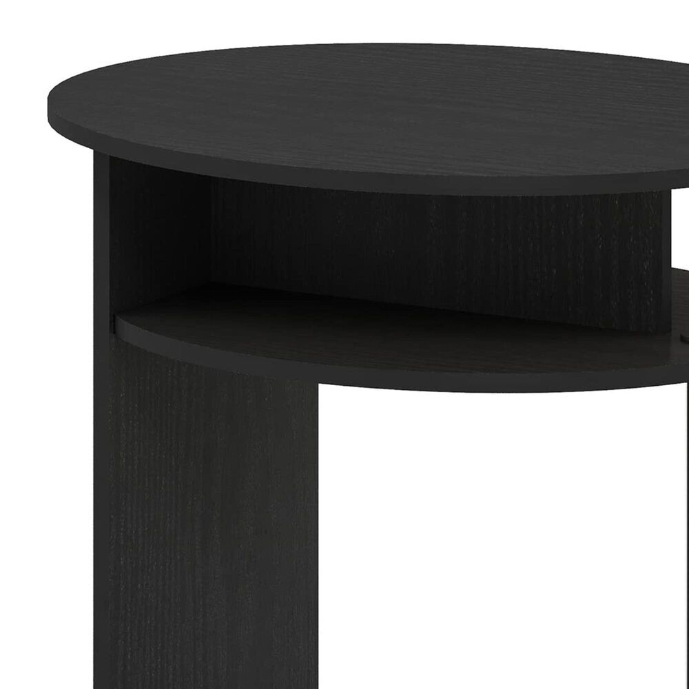 HOMLUX Oval End Table with Bookshelf in Americano and Chrome, , large