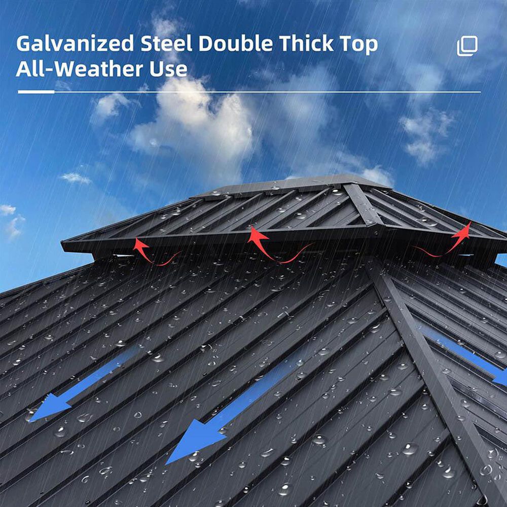 HOMLUX 12' x 20' Outdoor Hardtop Gazebo with Aluminum Frame in Black, , large