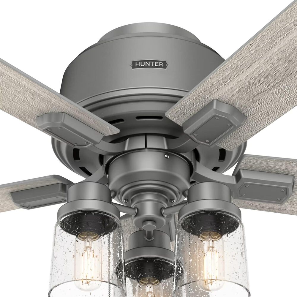 Hunter Hartland Low Profile 44&quot; Ceiling Fan with LED Lights in Matte Silver, , large