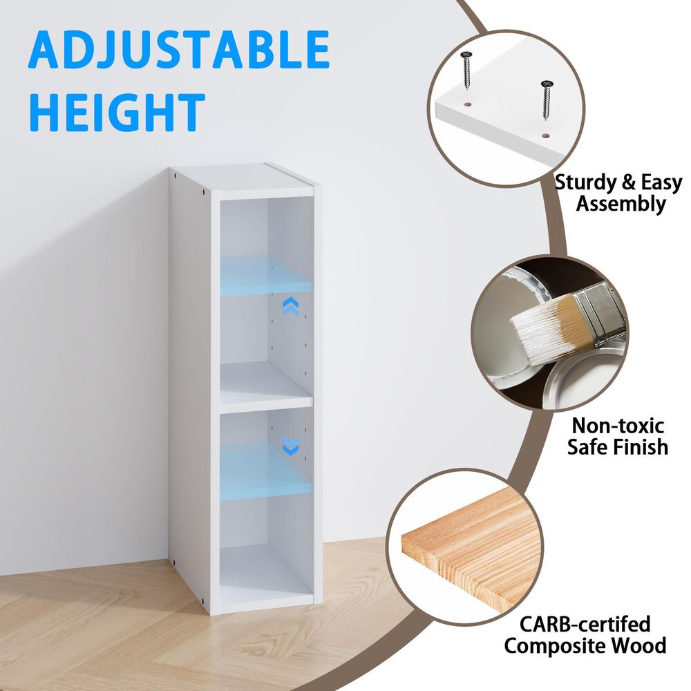 HOMLUX 2-Tier Open Bookcase with 6" Shelf in White, , large