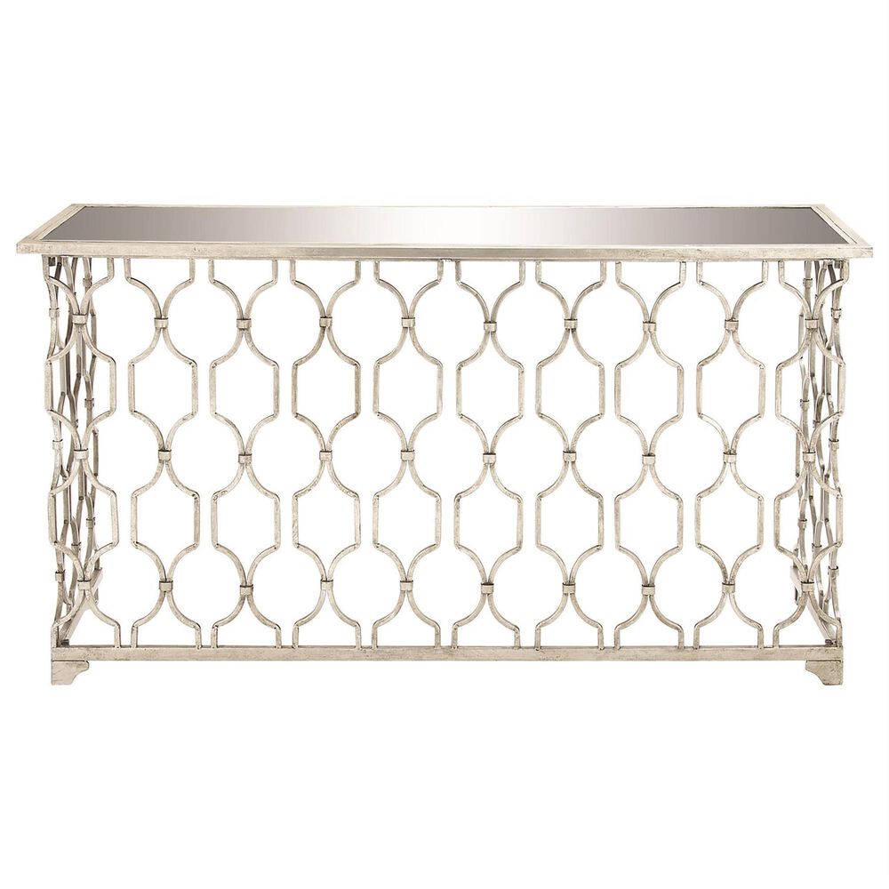 Maple and Jade Console Table with Mirrored Glass Top in Silver, , large