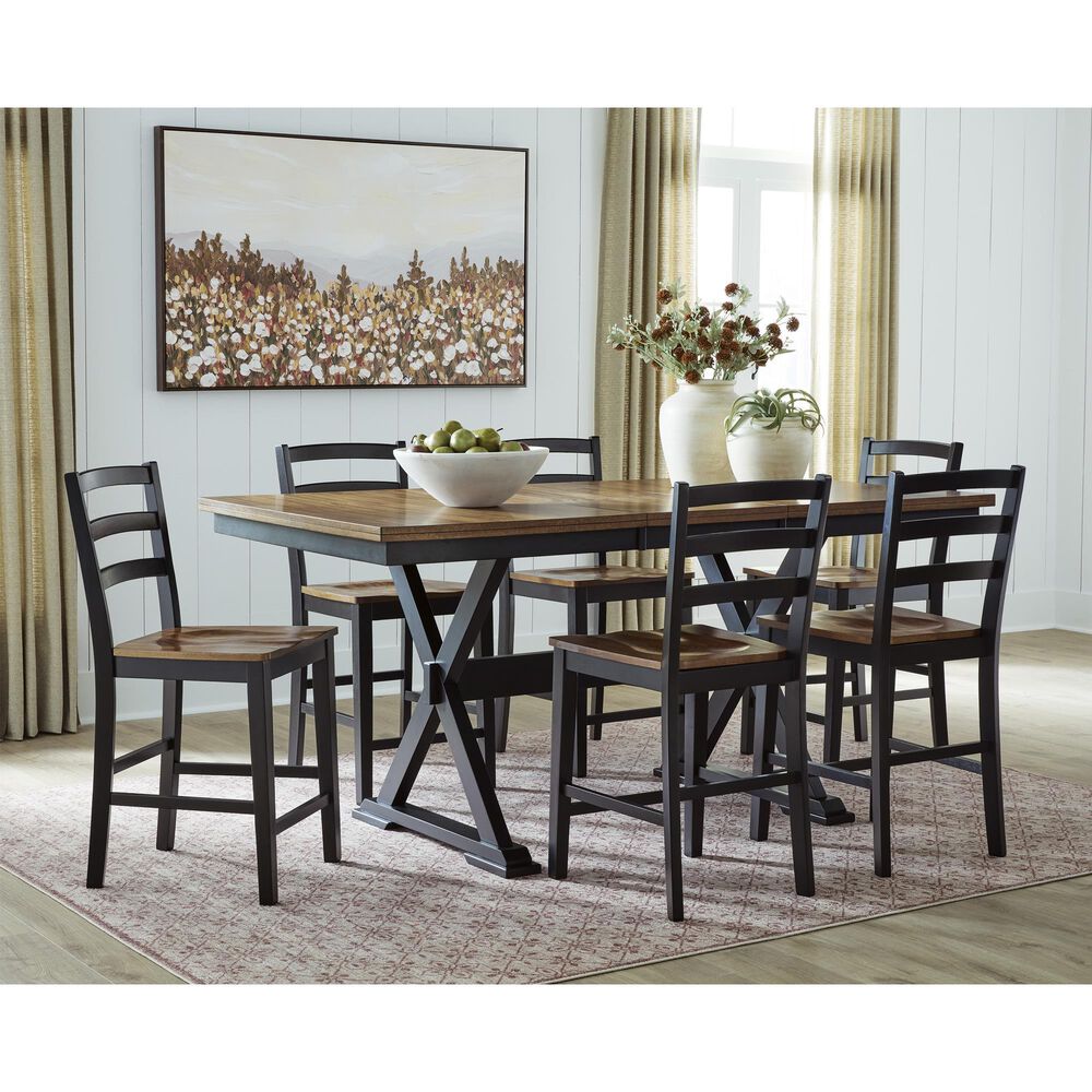 Ashley Wildenauer 7-Piece Counter Height Dining Set in Deep Brown and Satin Black, , large