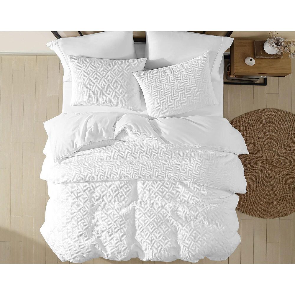 Hallmart Collectibles Matelasse Diamond Leaf 3-Piece Queen Comforter Set in White, , large