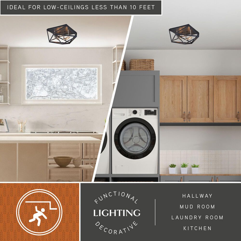 Vaxcel Hailey 3-Light Flush Mount in Black Graphite and Satin Nickel, , large